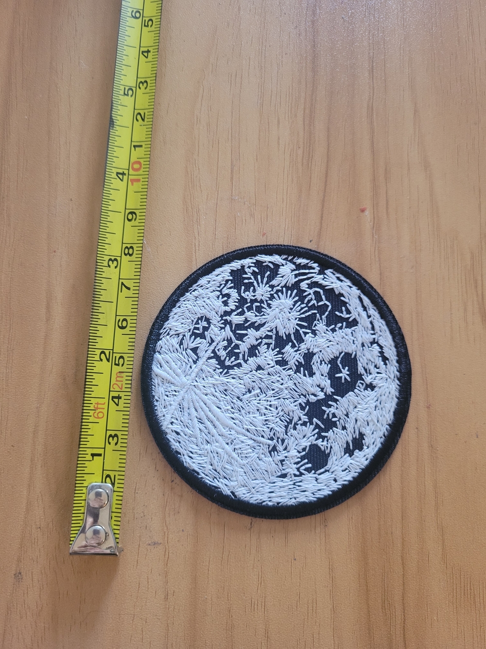 🎃BUY 2 GET 1 FREE🎃Embroidered Moon Patch — White on Black